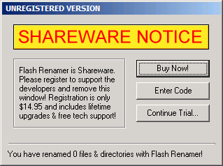 Flash Renamer Shareware Reminder